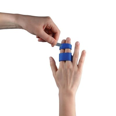 A person fitting a Thuasne Digiband Finger Support