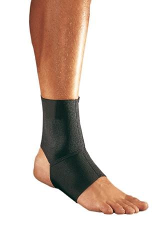 A person wearing Thuasne Neoprene ankle support